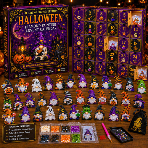 👻 Countdown to Halloween Magic! 🎃✨ 31-Day Gnome Diamond Art Advent Calendar