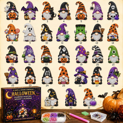 👻 Countdown to Halloween Magic! 🎃✨ 31-Day Gnome Diamond Art Advent Calendar