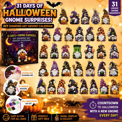👻 Countdown to Halloween Magic! 🎃✨ 31-Day Gnome Diamond Art Advent Calendar