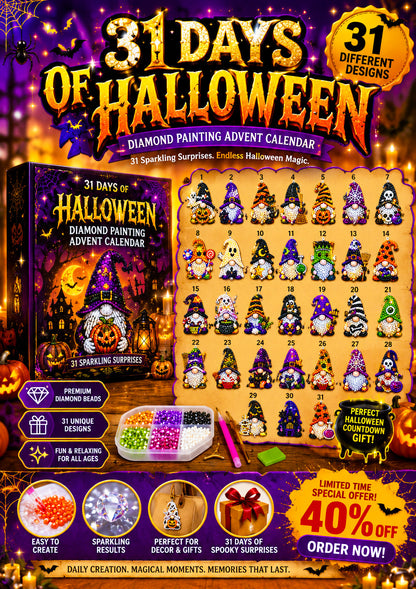 👻 Countdown to Halloween Magic! 🎃✨ 31-Day Gnome Diamond Art Advent Calendar