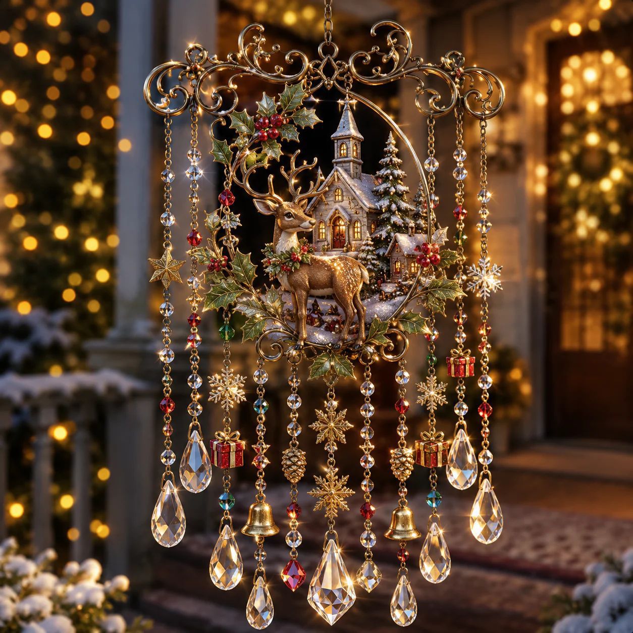Handmade Christmas Stained Glass Window Hanging