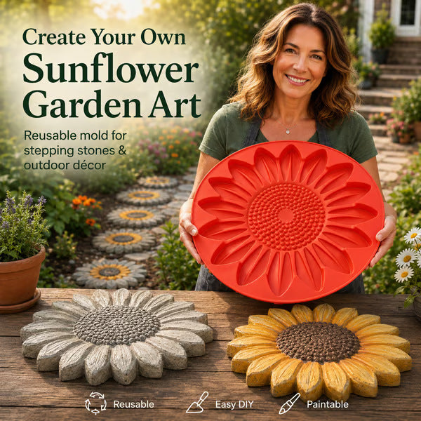 🌻 Reusable Garden Stepping Stone Mold | DIY Concrete Art Mold