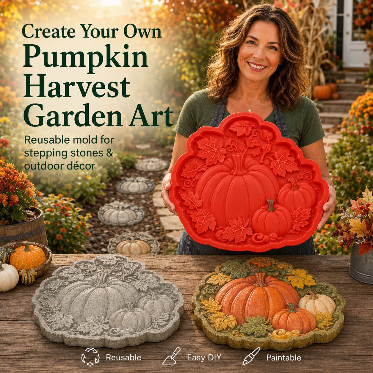 🌻 Reusable Garden Stepping Stone Mold | DIY Concrete Art Mold