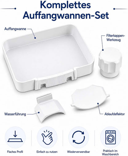 Waschmaschinen Auffangwanne, Ablaufschale Waschmaschine (1set) | Weiß, PE, 17,8 × 17,8 cm