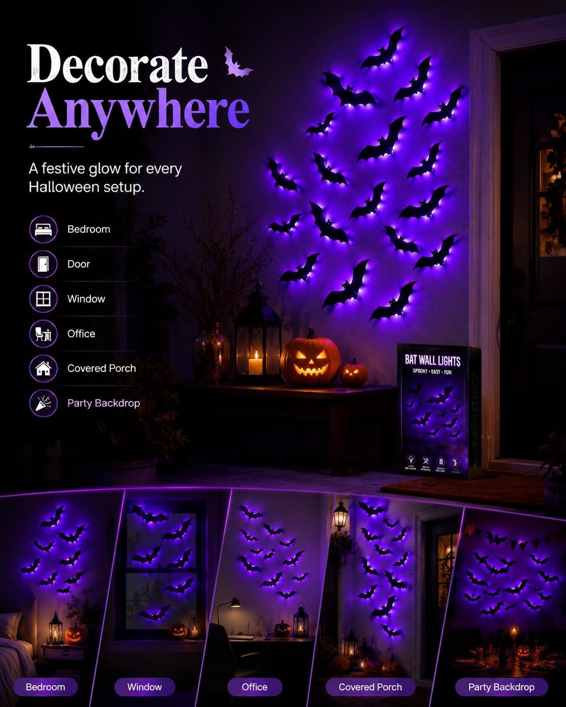 3D Bat Light LED Decorations
