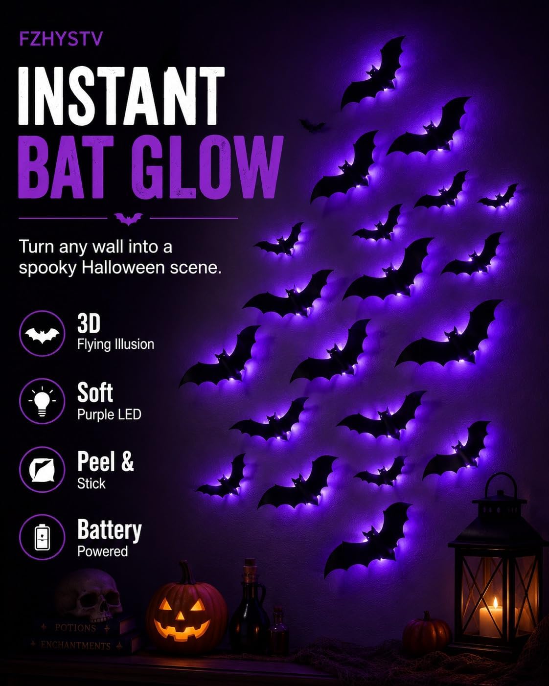 3D Bat Light LED Decorations