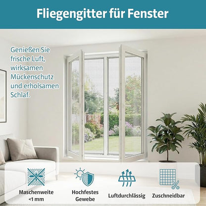 Fliegengitter für Fenster 4 Stück 130x150 cm