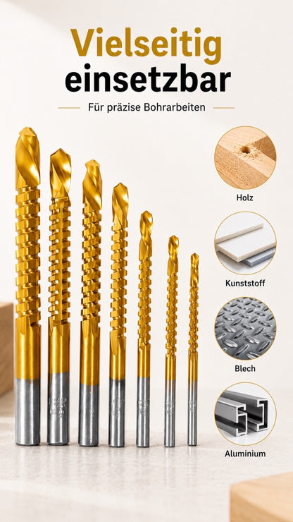 Bohrer aus Hochgeschwindigkeitsstahl mit Titanbeschichtung Set für Metallbearbeitung und Holzbohrungen scharfer gezahnter