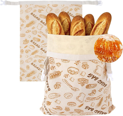 Reusable Beeswax Bread Bags, Cotton for Acid Dough