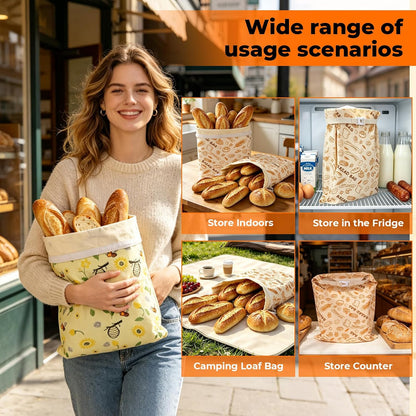 Reusable Beeswax Bread Bags, Cotton for Acid Dough