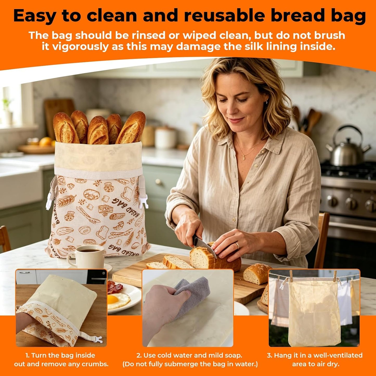 Reusable Beeswax Bread Bags, Cotton for Acid Dough