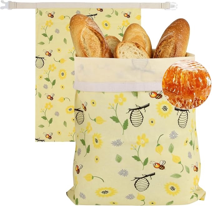 Reusable Beeswax Bread Bags, Cotton for Acid Dough