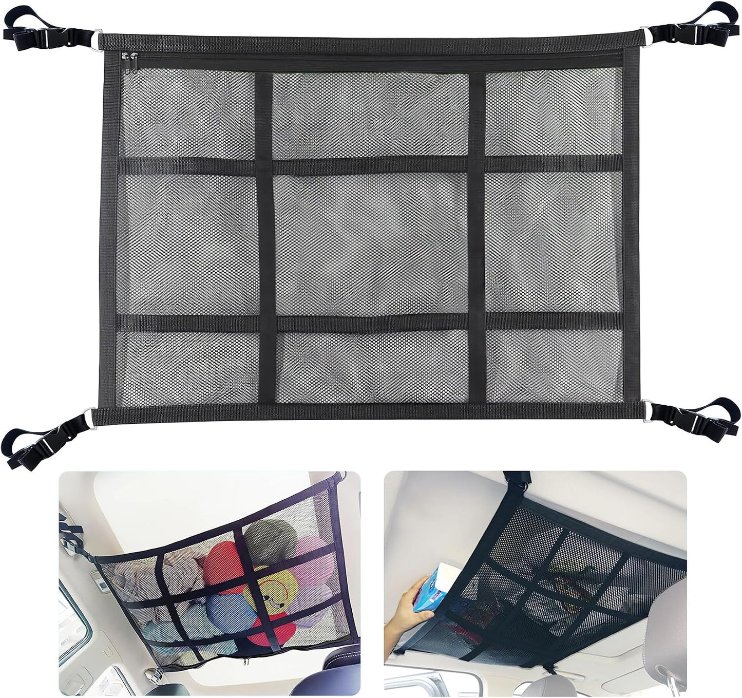 Car Ceiling Cargo Net – Roof Storage Organizer for SUV, Van & Campervan