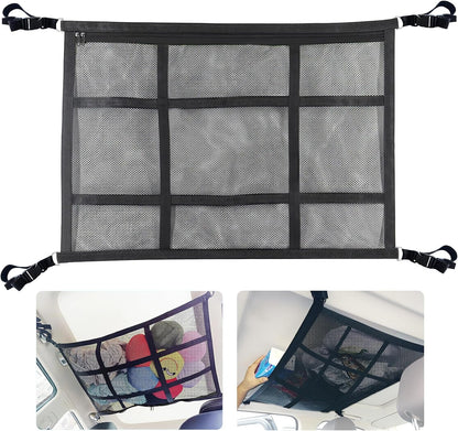 Car Ceiling Cargo Net – Roof Storage Organizer for SUV, Van & Campervan