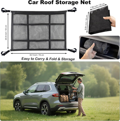 Car Ceiling Cargo Net – Roof Storage Organizer for SUV, Van & Campervan