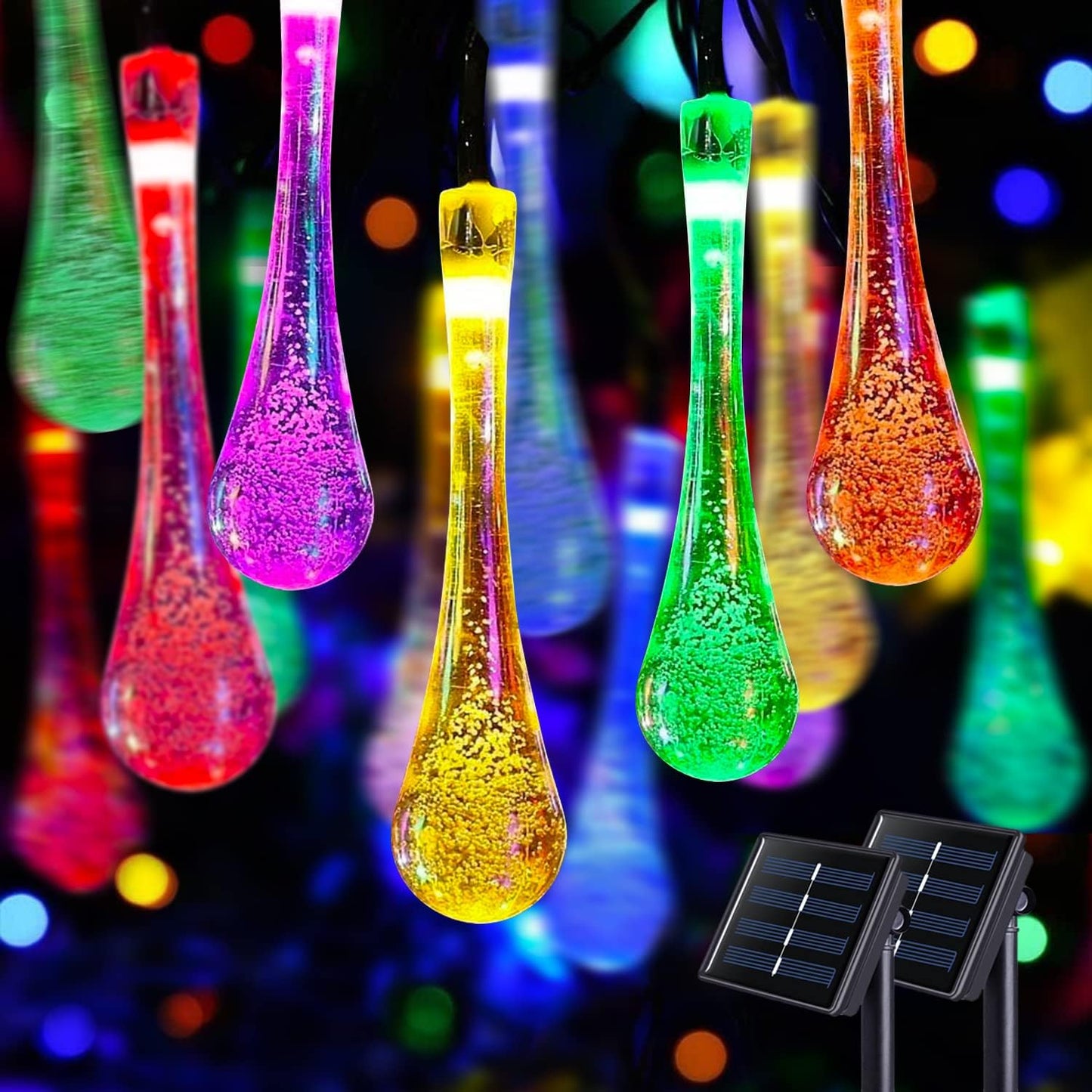 Guirnalda de luces solares con forma de lágrima