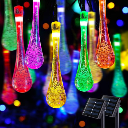 Guirnalda de luces solares con forma de lágrima