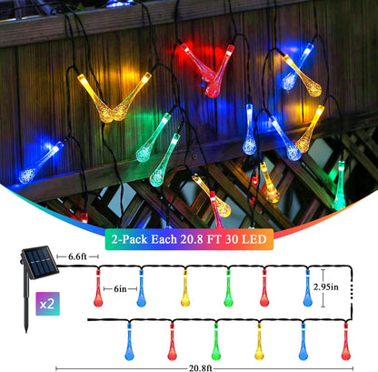 Guirnalda de luces solares con forma de lágrima
