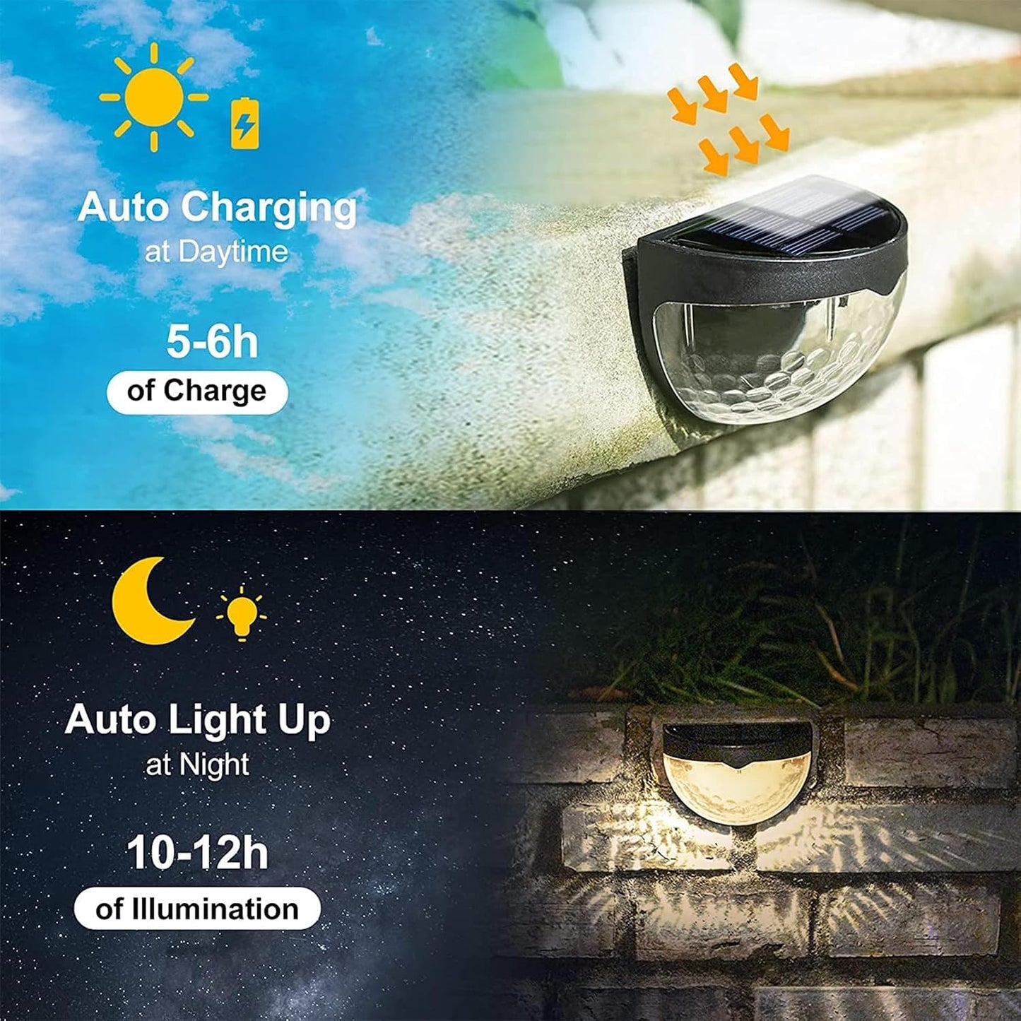 6 Pack Solar Fence Lights, Deck Lights Solar Powered Outdoor Waterproof Fence Lighting
