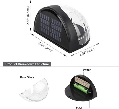 6 Pack Solar Fence Lights, Deck Lights Solar Powered Outdoor Waterproof Fence Lighting