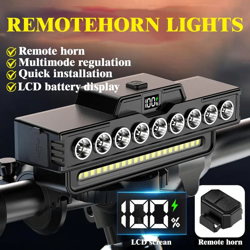 Cycle Headlight - Waterproof Safety Horn Light Kit Bright Beam Lamp LED Unit Weather Resistant Mount Gear