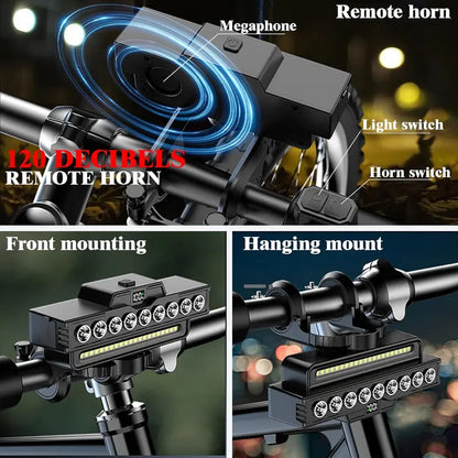 Cycle Headlight - Waterproof Safety Horn Light Kit Bright Beam Lamp LED Unit Weather Resistant Mount Gear