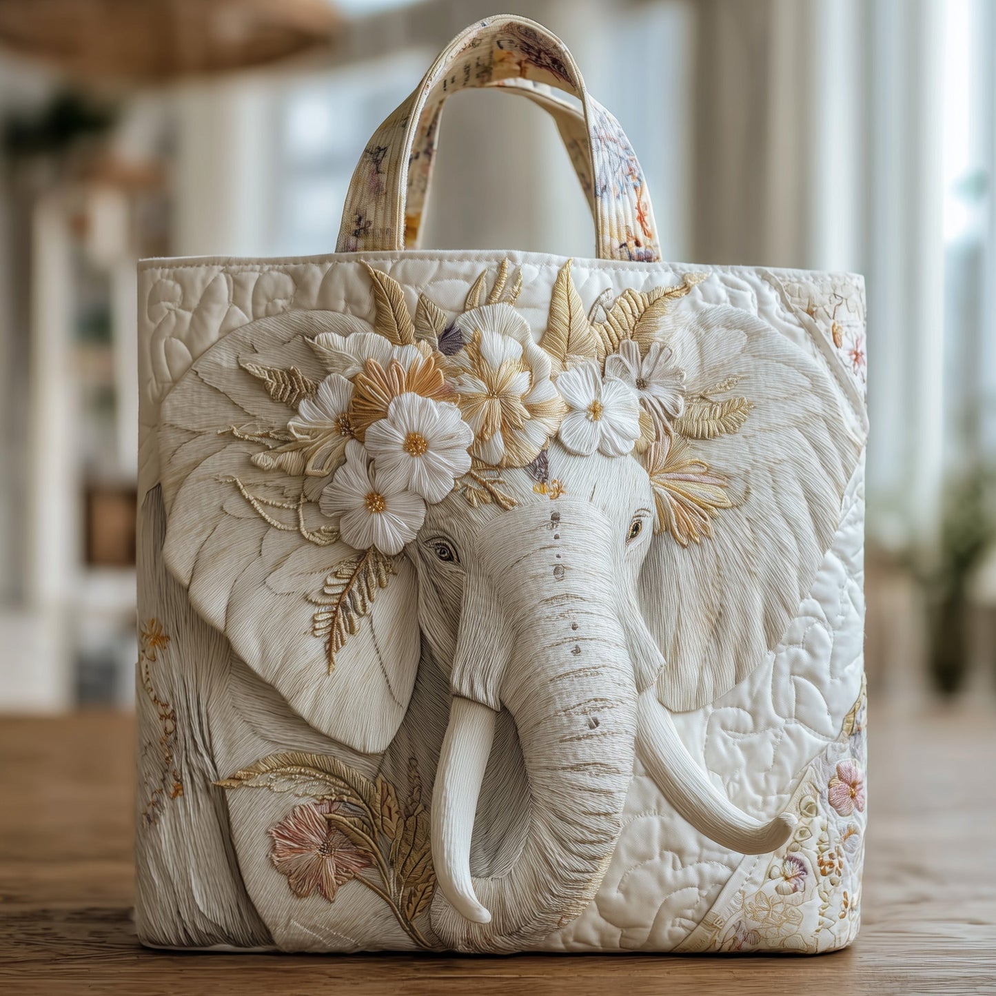 Elephant Quilted Tote Bag