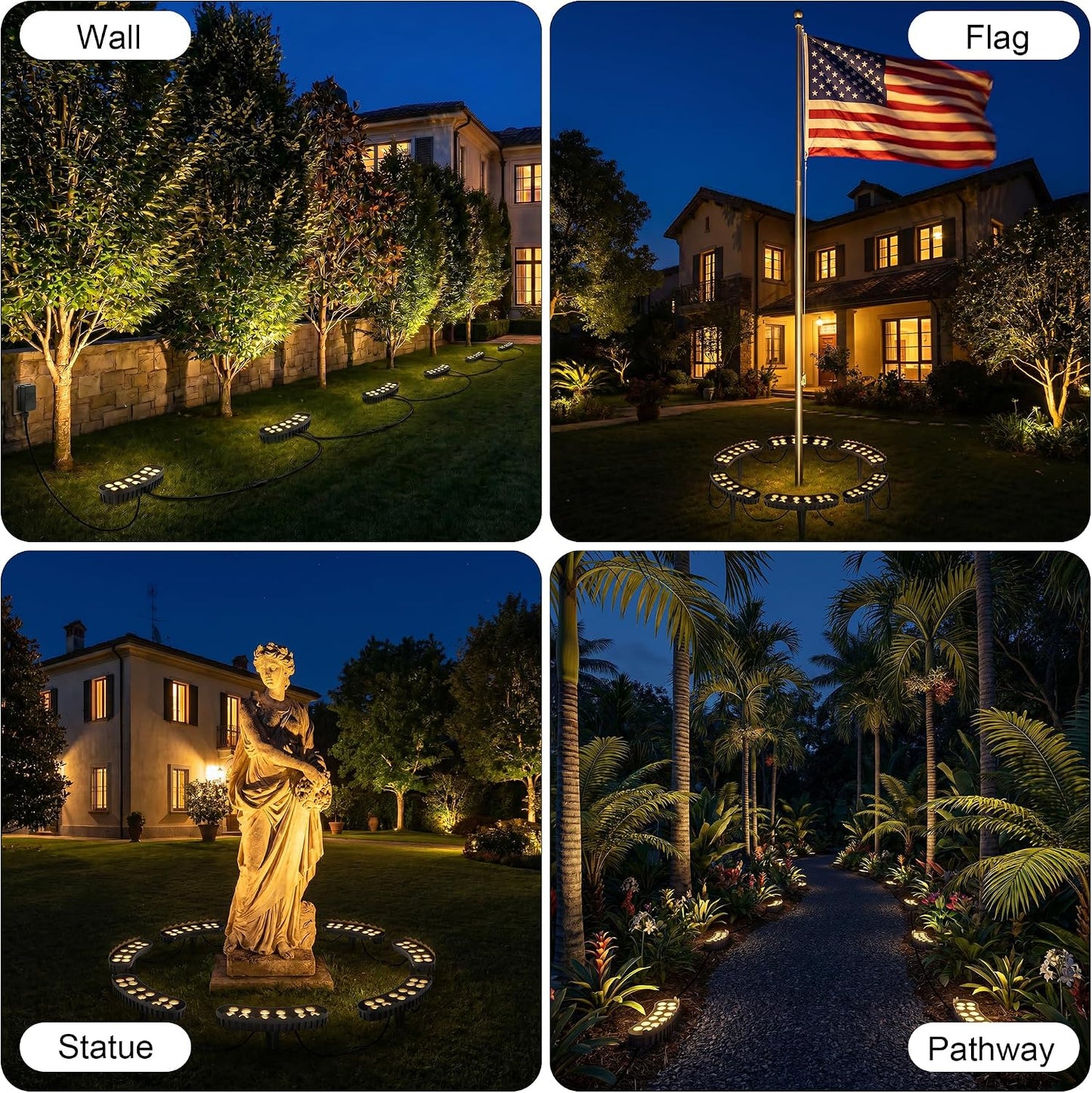 Outdoor Ring Tree Wrap Light – 360° LED Landscape Uplighting for Trees & Palms