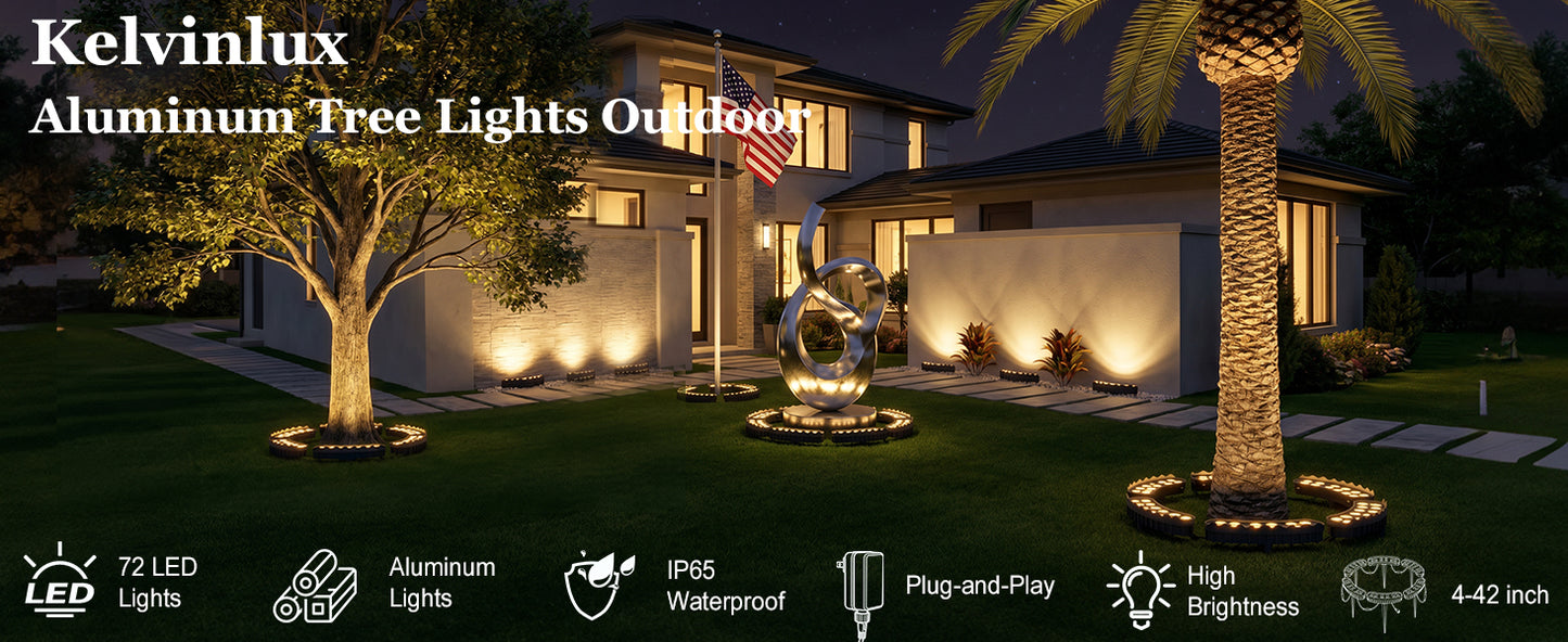 Outdoor Ring Tree Wrap Light – 360° LED Landscape Uplighting for Trees & Palms