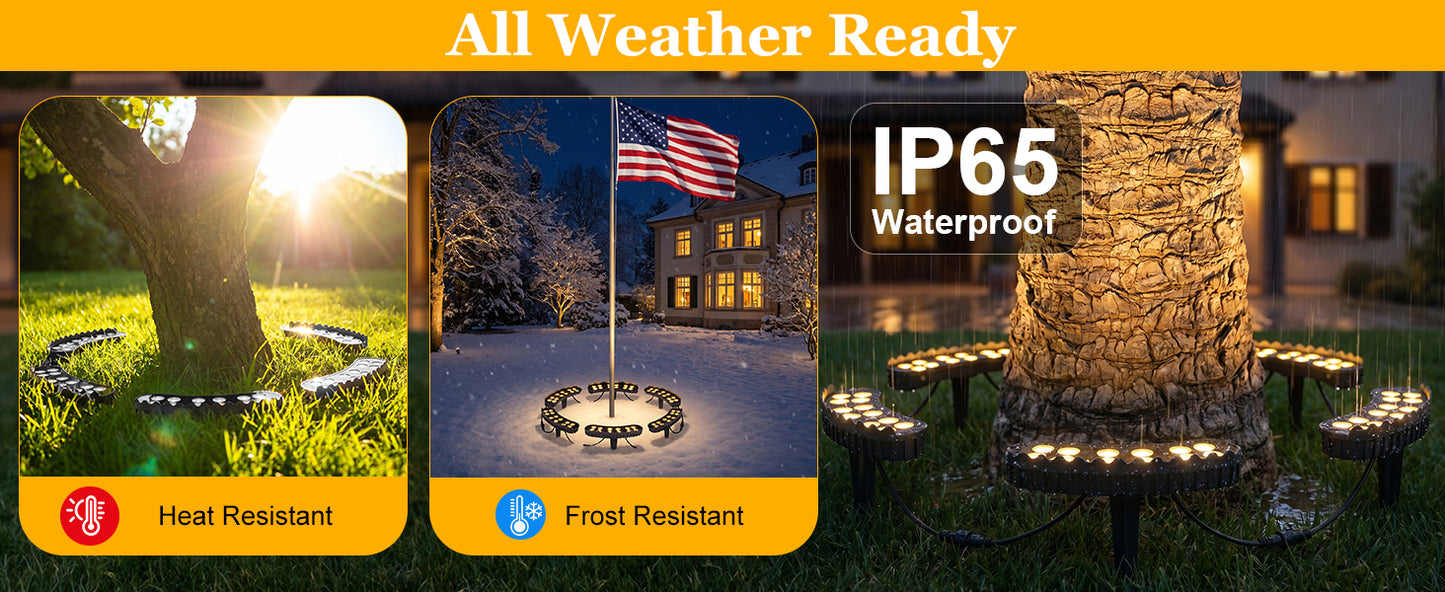 Outdoor Ring Tree Wrap Light – 360° LED Landscape Uplighting for Trees & Palms