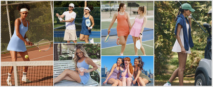 Women's Tennis Dress with Built-In Bra & Shorts – 4-Way Stretch Athletic Dress with Pockets