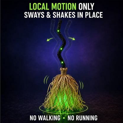 Animated Witch Broom with Lights & Spooky Sounds