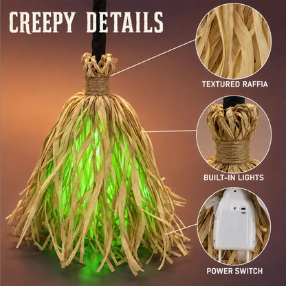 Animated Witch Broom with Lights & Spooky Sounds