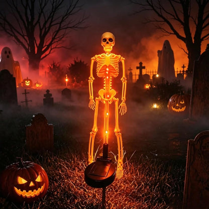 Solar Skeleton Lamp Yard Stake Halloween Decorations Garden Light, 28''