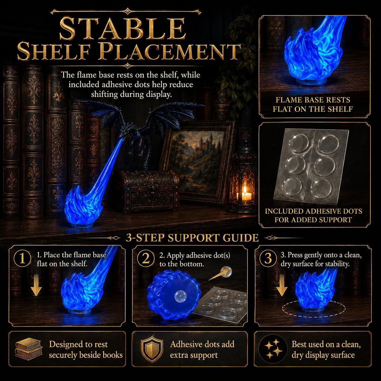 Flying Dragon Flame FableFire Bookshelf