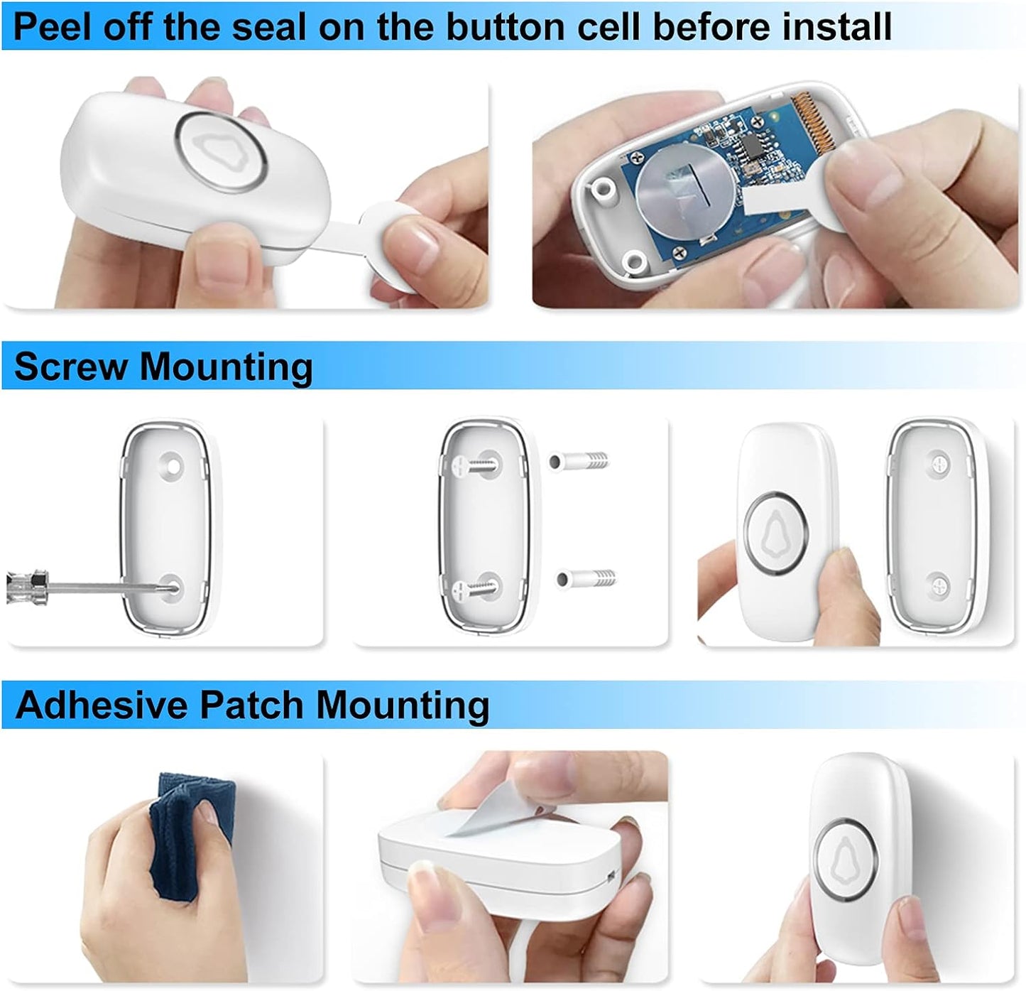 SECRUI Waterproof Wireless Doorbell – 1000ft Range, 58 Chimes, LED Alert