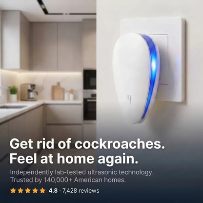Ultrasonic Pest Repeller - Banish Roaches & 14 other pests for good