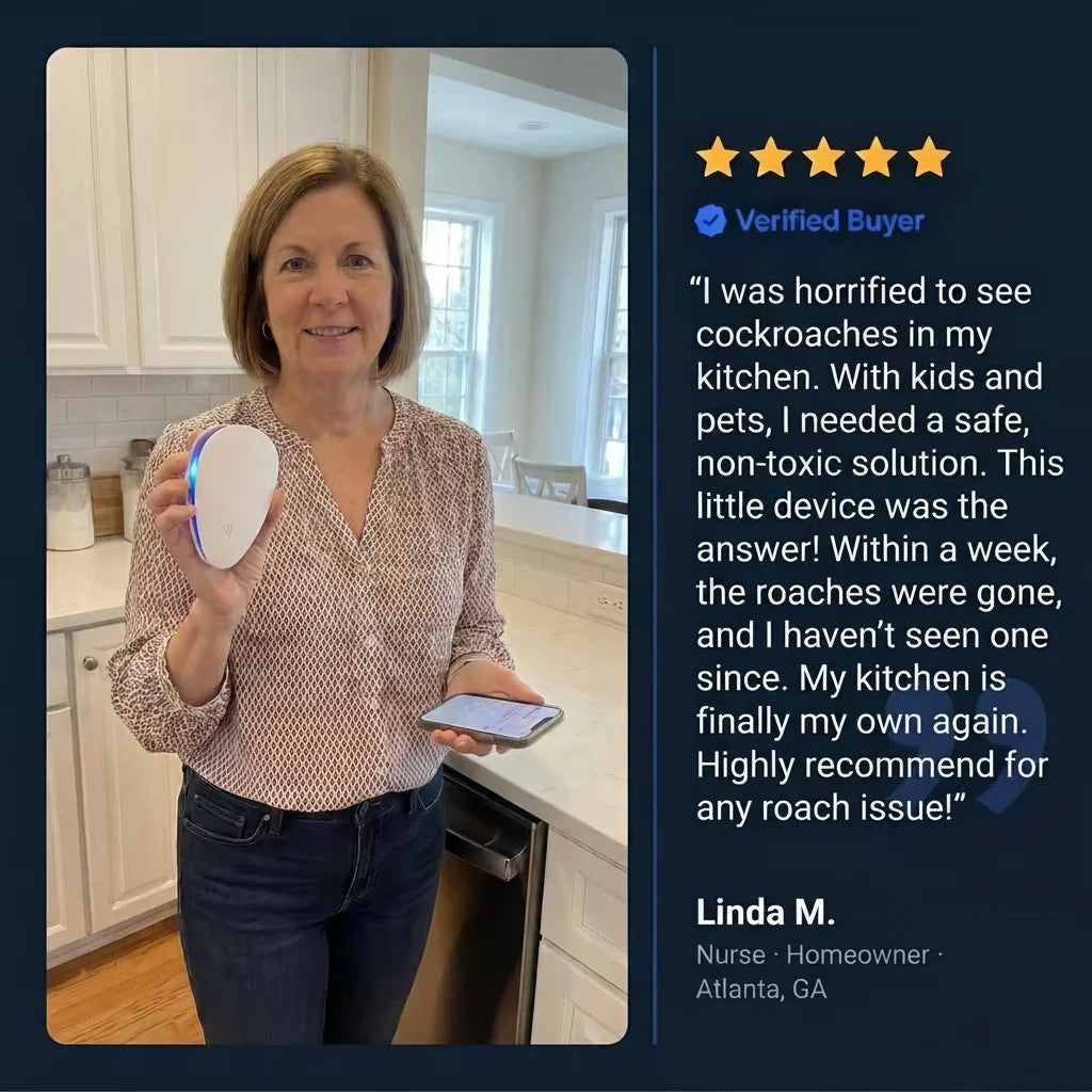 Ultrasonic Pest Repeller - Banish Roaches & 14 other pests for good