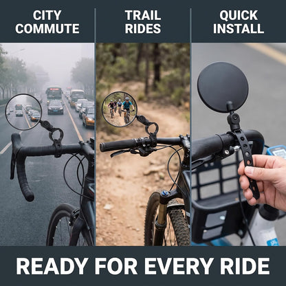 2Pcs Black Adjustable Rear View Mirror for Bikes