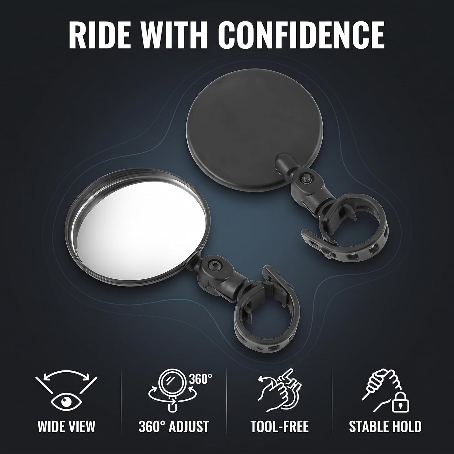 2Pcs Black Adjustable Rear View Mirror for Bikes