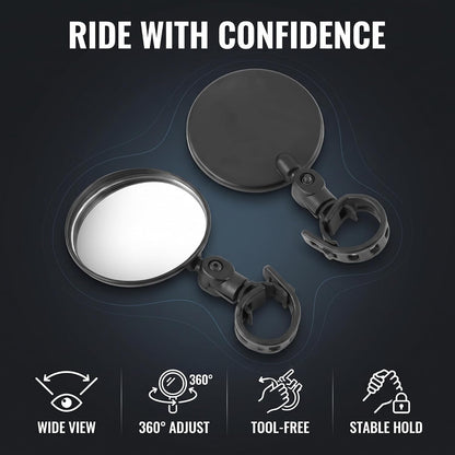 2Pcs Black Adjustable Rear View Mirror for Bikes