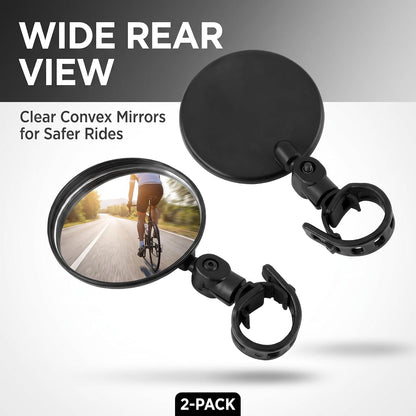 2Pcs Black Adjustable Rear View Mirror for Bikes
