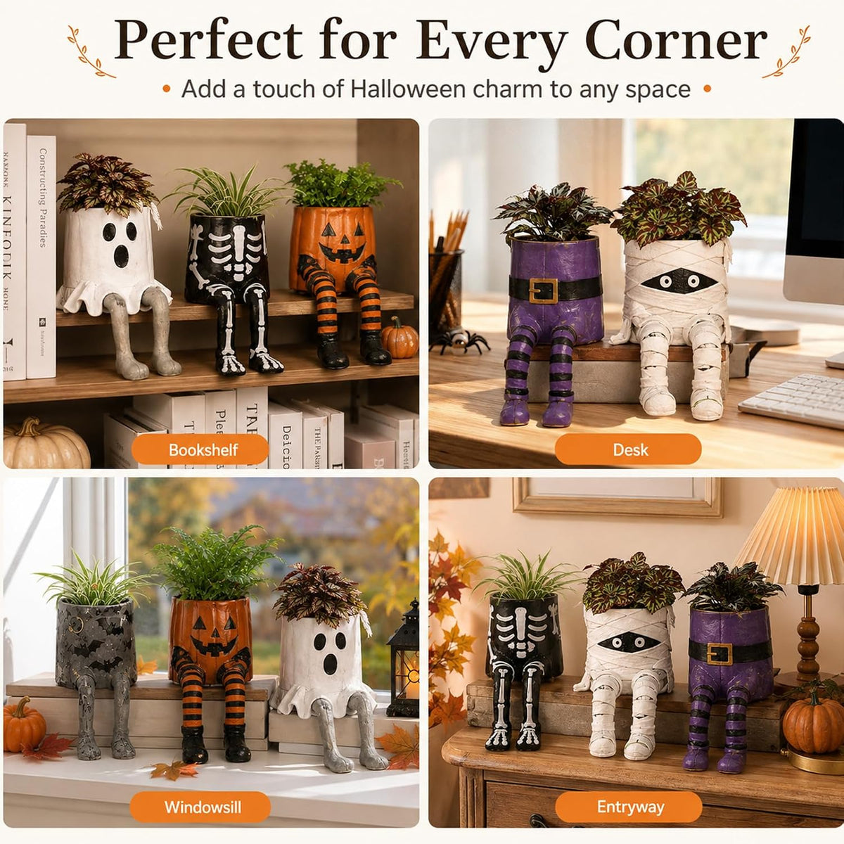 Halloween Hanging Legs Planter Planter,Whimsical Character Succulent Pot