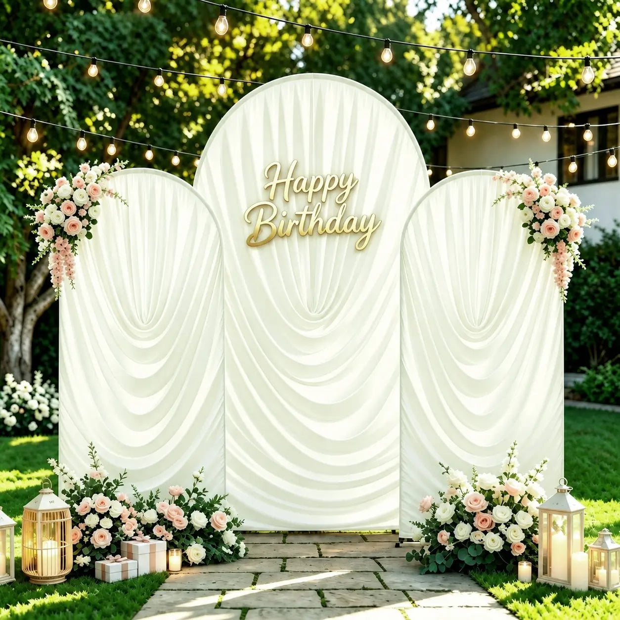 6FT/7.2FT Ruched Wedding Arch Backdrop Cover