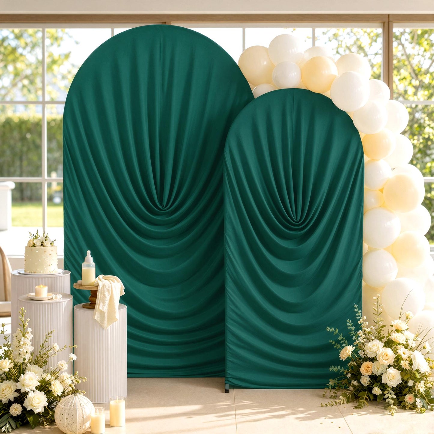 6FT/7.2FT Ruched Wedding Arch Backdrop Cover