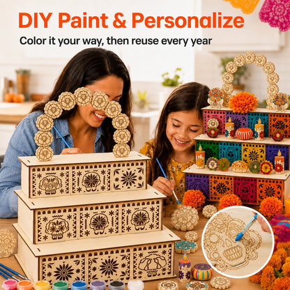Day of the Dead Wooden Ofrenda Altar Display Set