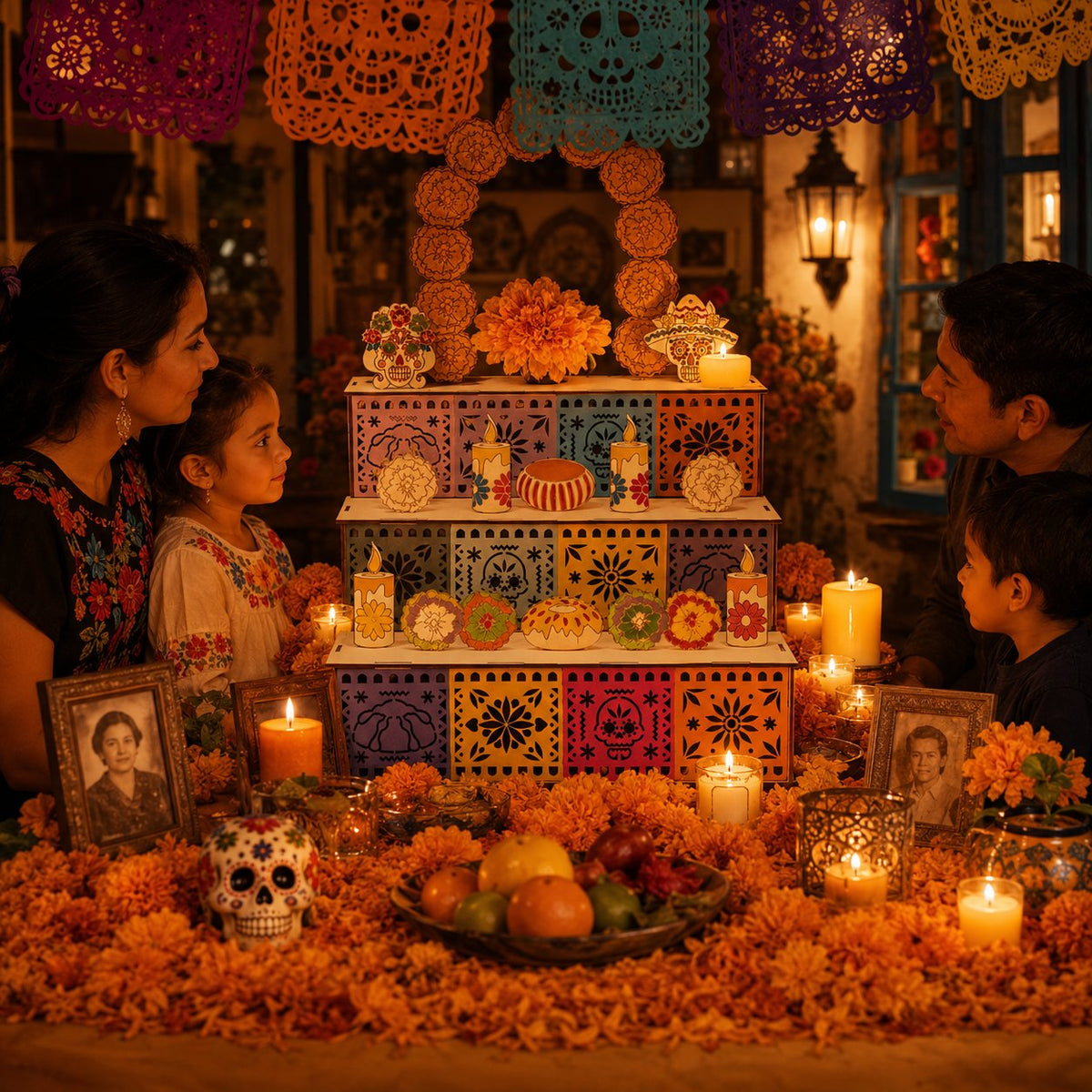 Day of the Dead Wooden Ofrenda Altar Display Set