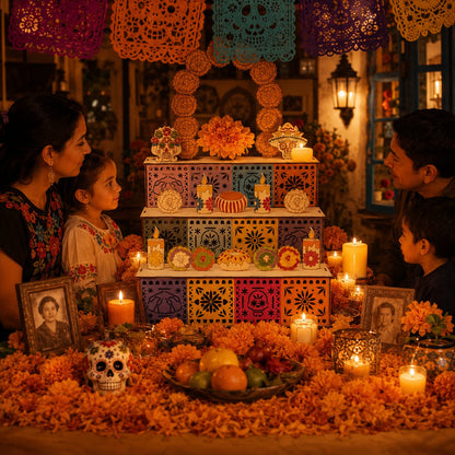 Day of the Dead Wooden Ofrenda Altar Display Set