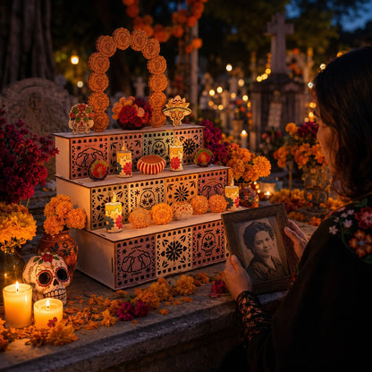 Day of the Dead Wooden Ofrenda Altar Display Set