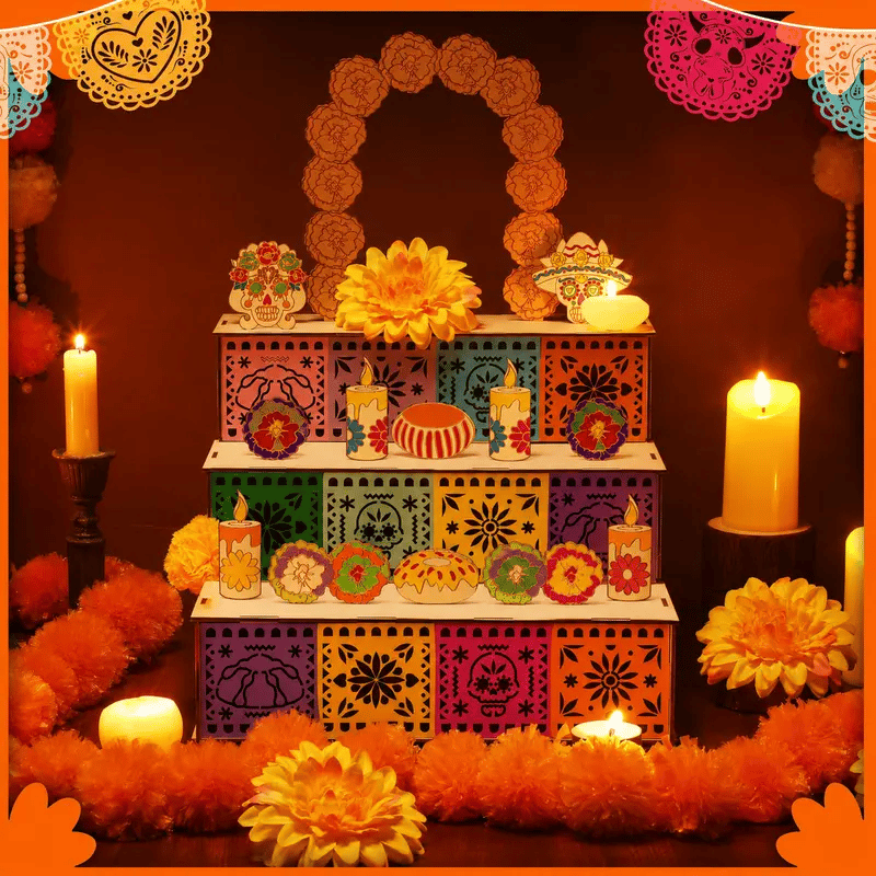 Day of the Dead Wooden Ofrenda Altar Display Set